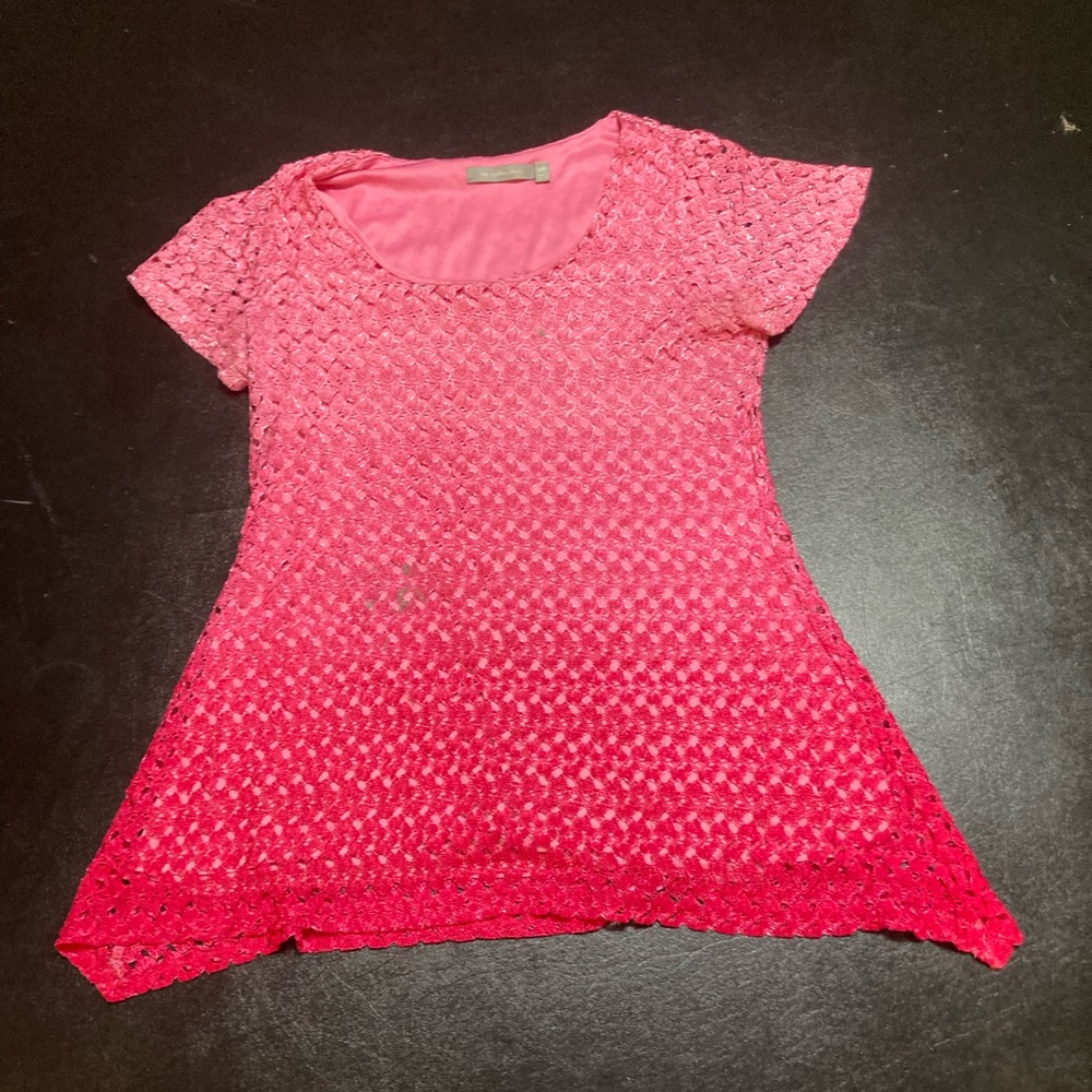 NY Collection Vibrant Pink Short Sleeve Top